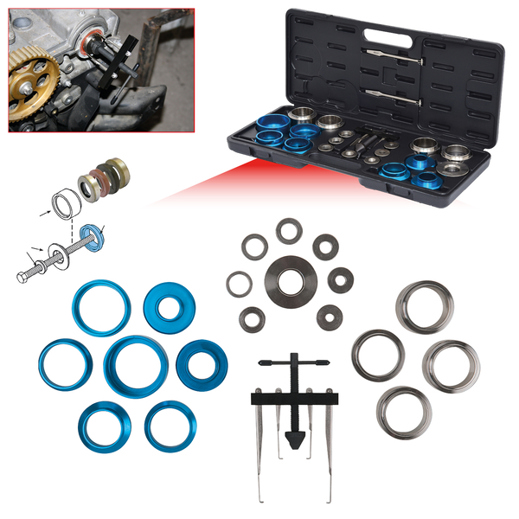 Wellendichtring & Simmerring Montagewerkzeug-Satz 24-tlg. | 21,5–64 mm | Kurbelwelle, Nockenwelle | Werkzeugstahl im Koffer