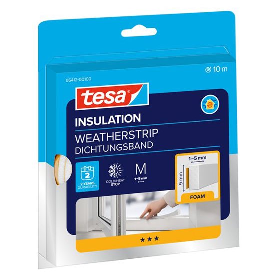 tesa Dichtungsband Weiß, 10 m x 9 mm x 6 mm, PP