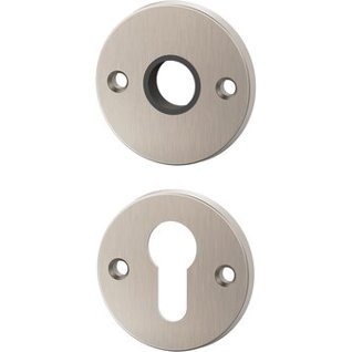 Drückerrosette MEGA 34.140 Messing vernickelt matt | Ø 55 mm, Stärke 5 mm | Führung 16 mm