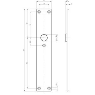 Türschild RZ MEGA 35.460 vernickelt matt | 234 x 42 x 5 mm | Lochung RZ 78 mm | 16 mm Führung