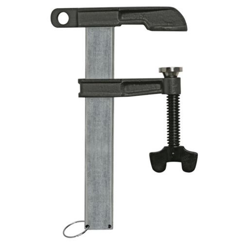 Pol-Schraubzwinge für Erdungen mit Führungsring für Massekabel | 150 mm Spannweite | 80 mm Ausladung | 400 A