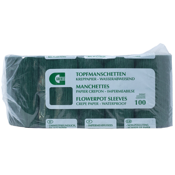 Topfmanschette dunkelgrün, 100 Stück, für Töpfe Ø 125 mm, Krepppapier