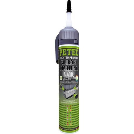 PETEC 97720 Hochtemperatur-Silikondichtung MATIC schwarz 200 ml – dauerelastischer Dichtstoff als Ersatz für Feststoffdichtungen