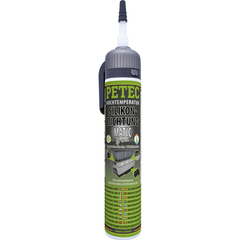 Petec 97620 Silikondichtung Matic, grau, 200 ml – dauerelastische Dichtmasse bis hohe Temperaturen