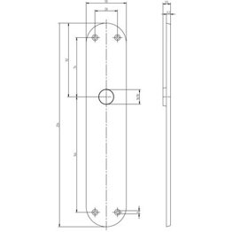 Türschild RZ MEGA 35.455 vernickelt matt | 254 x 50 x 5 mm | Führung 16 mm